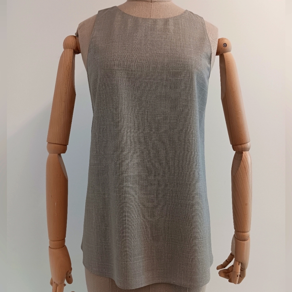 LAFAYETTE 148 NEW YORK Sleevless Linen Blouse - Grey